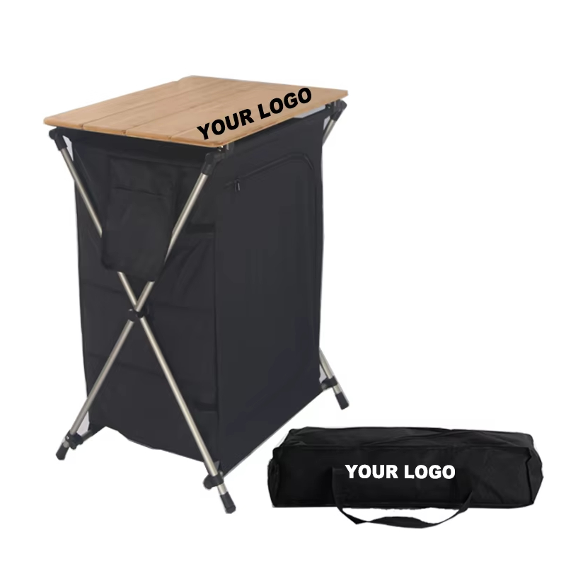 Camping Cooking Table With Storage - Outdoor camping massief hout beuken bamboe