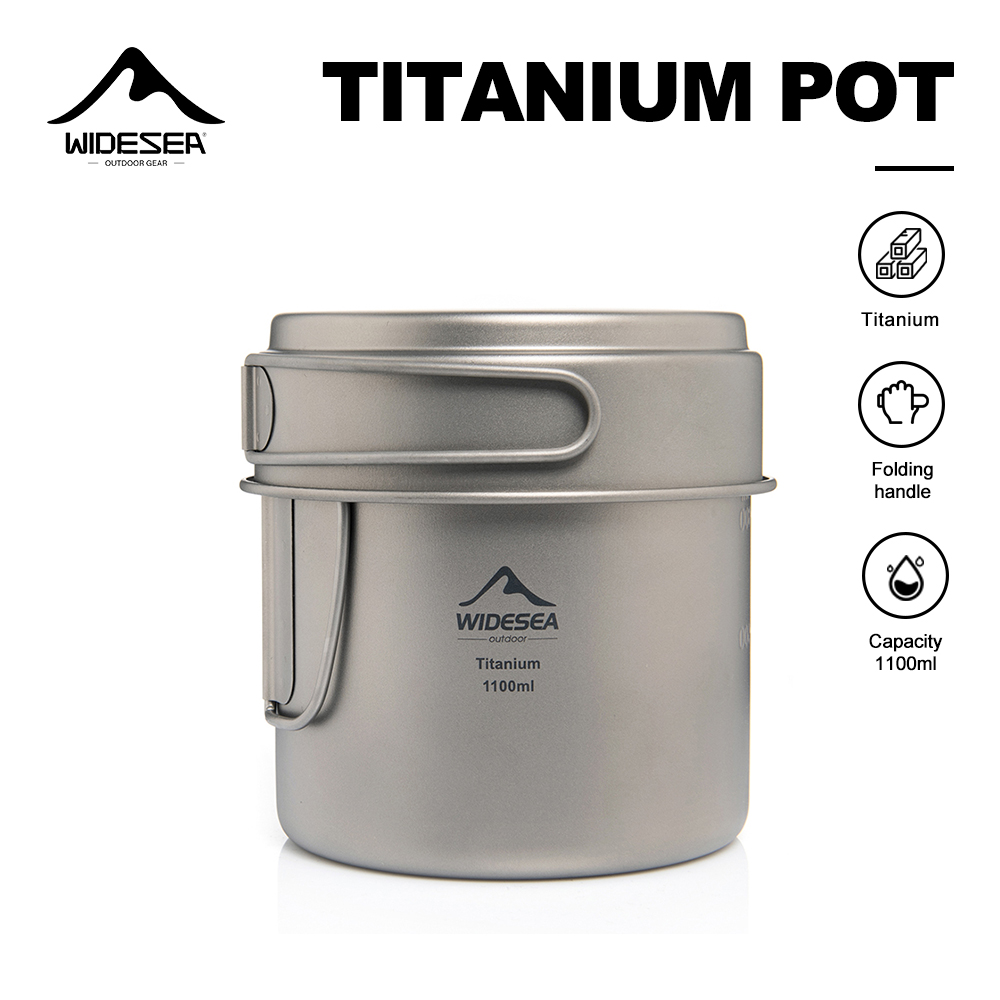 Camping Cooking Mug - Widesea Ultralight Titanium Campingpot 1100ml Opvouwbaar