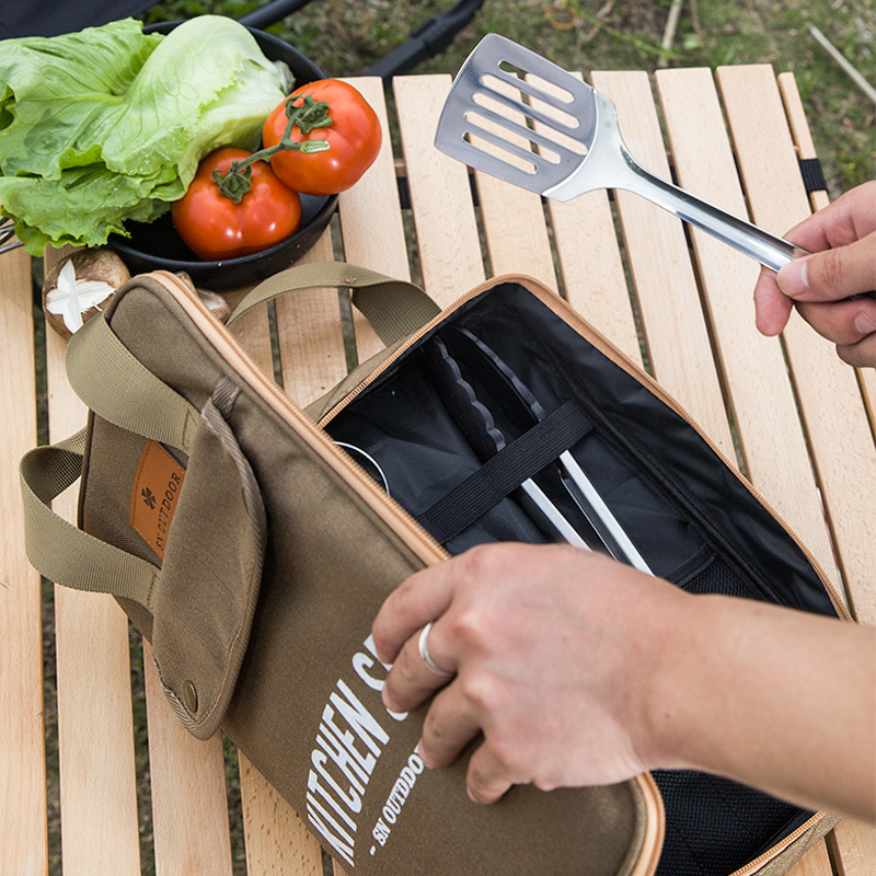 Camping Cooking Survival - 8-delige campingkeukenset met draagtas, outdoor reisbestek