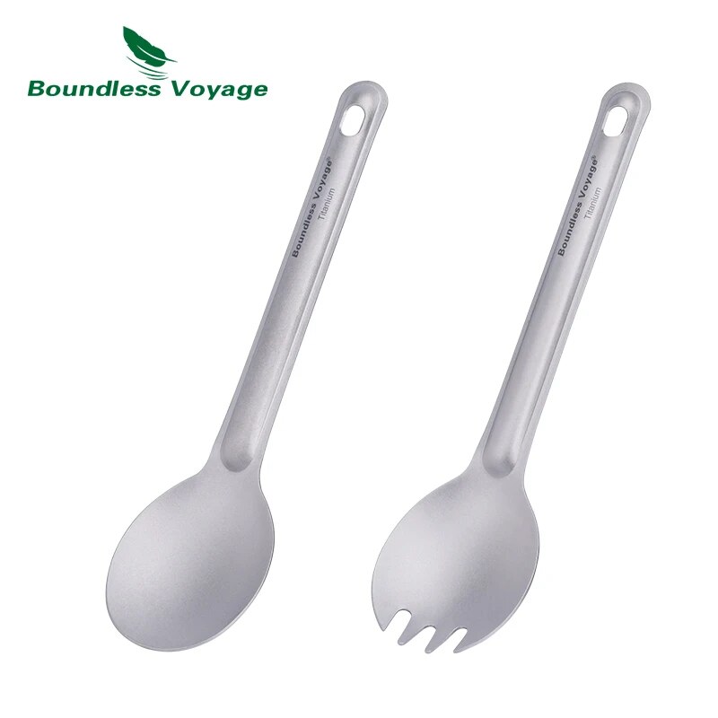 Camp Spork Set - Boundless Voyage Titanium Bestek Herbruikbare Lepel