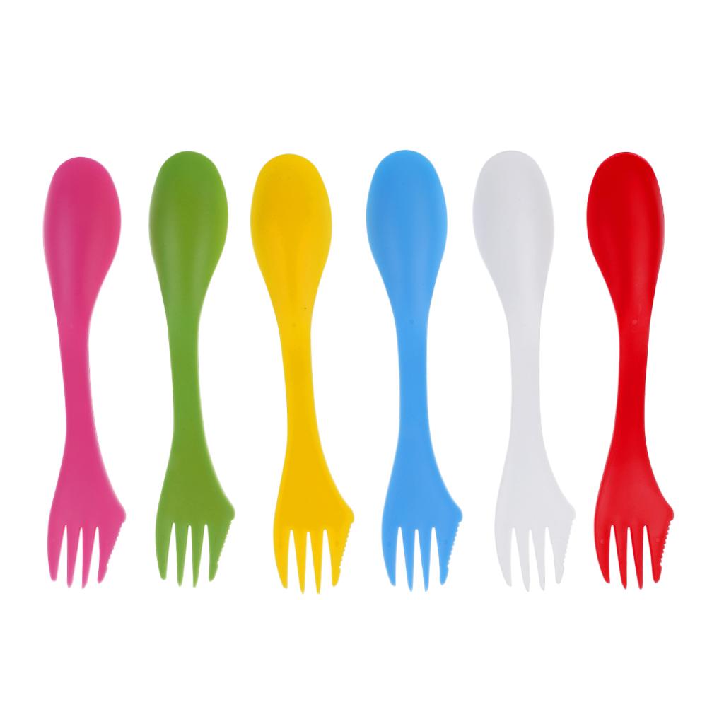 Camp Spork Set - Draagbaar kampeerservies voor één persoon, plastic