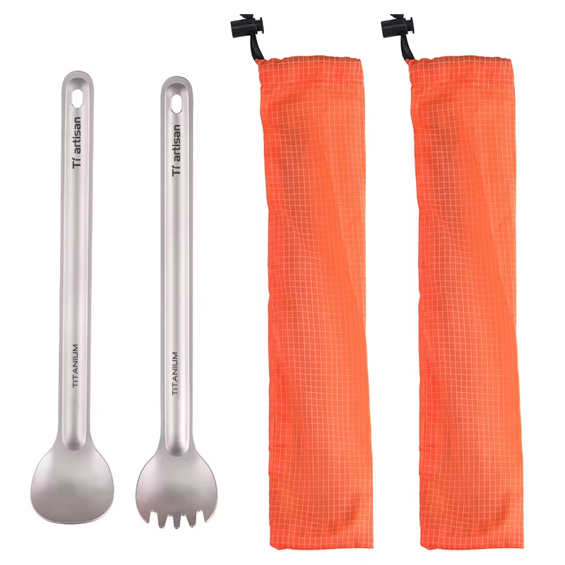 Camp Spork Set - Tiartisan Puur Titanium Bestek Ultralight Lepel