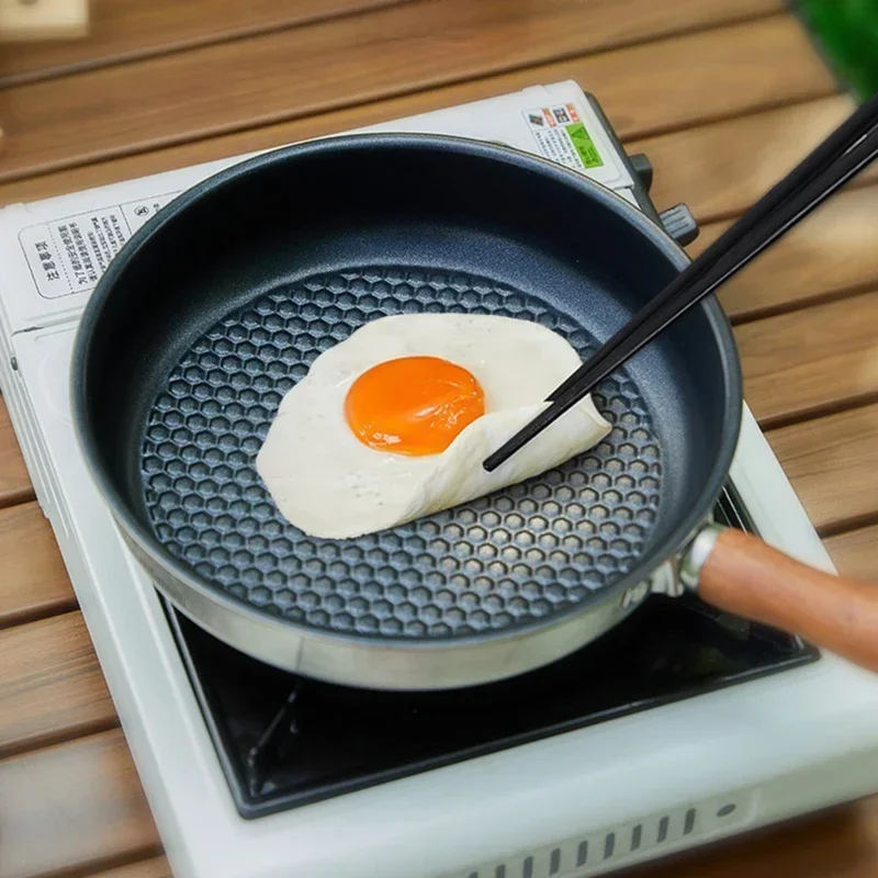 Camping Cooking Candle - MOUNTAINHIKER Upgrade Camping Anti-aanbakpan Ontbijtpannenkoekenpan Roestvrijstalen