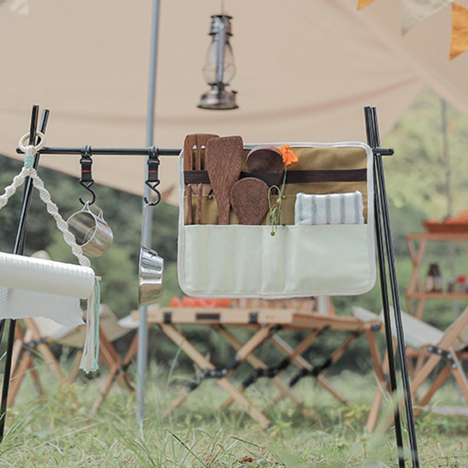 Camping Cooking Utensil Roll - Bestekopbergtas, hangende draagbare bestekrol, opvouwbare organizer