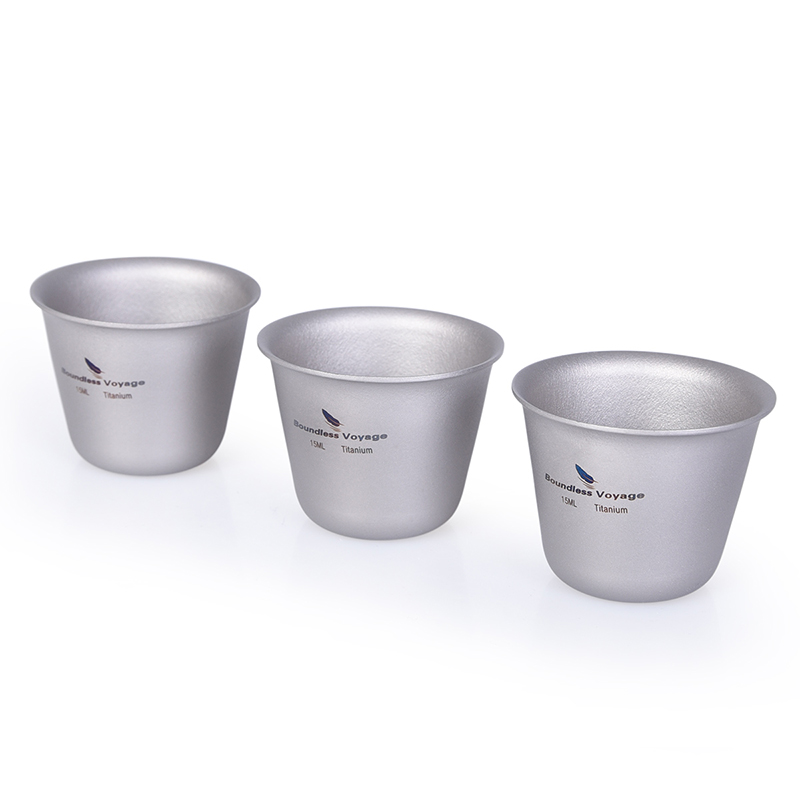 Camping Cooking Mug - Grenzeloze Voyage 3pcs Titanium Cup Set