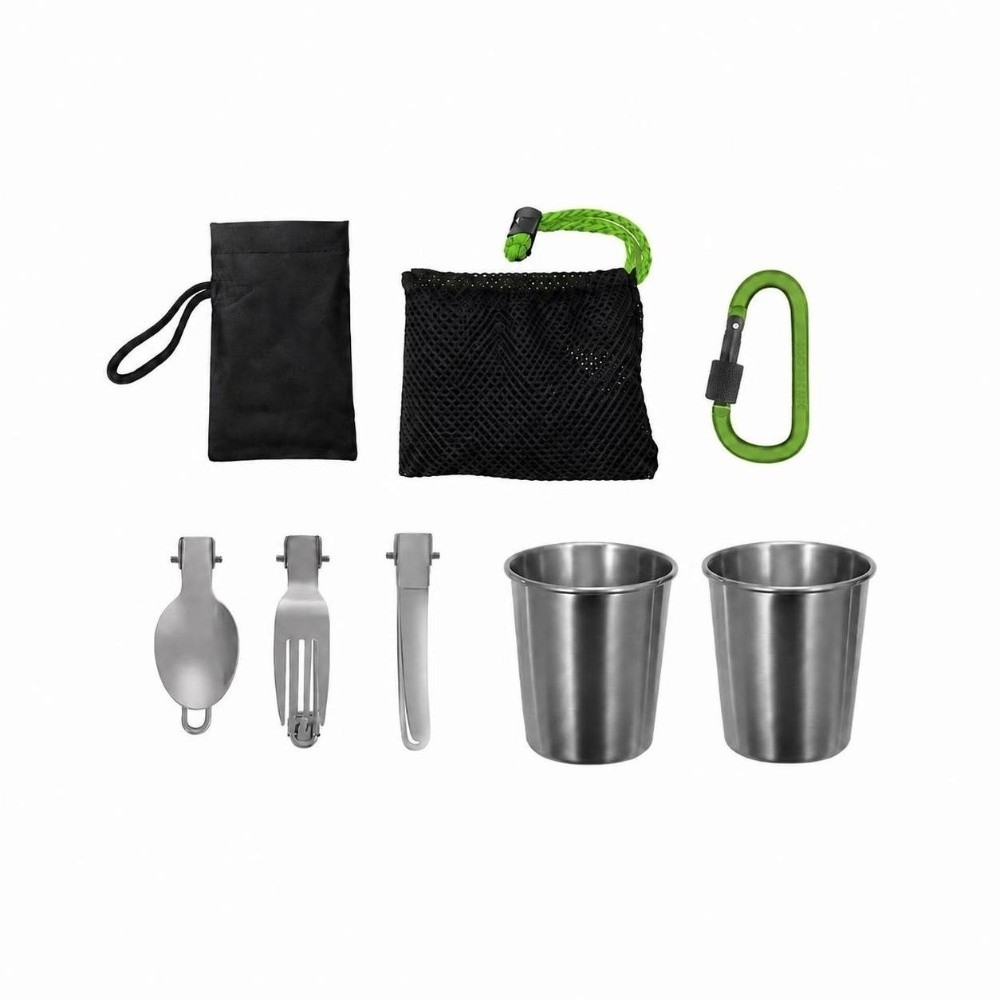 Camping Cooking Set Compact - 10-delige stapelbare kookset, compacte aluminiumlegering, inclusief