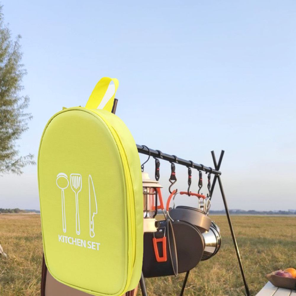 Camping Cooking Utensil Roll - Gewaxte canvas chef-rolkoffer, picknick- en kookgerei-organizer