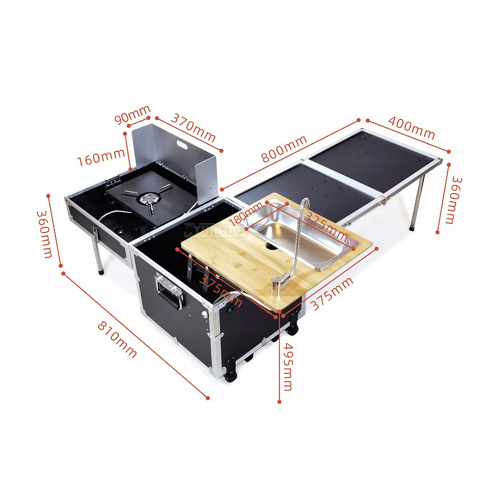 Camping Cooking Table With Storage - Mobiele buitenkeuken, kookbox, opbergbox, tafel, voertuiggemonteerde