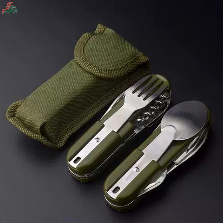 Camping Cooking Survival - Campinguitrusting 5-in-1 reisset van roestvrij staal,