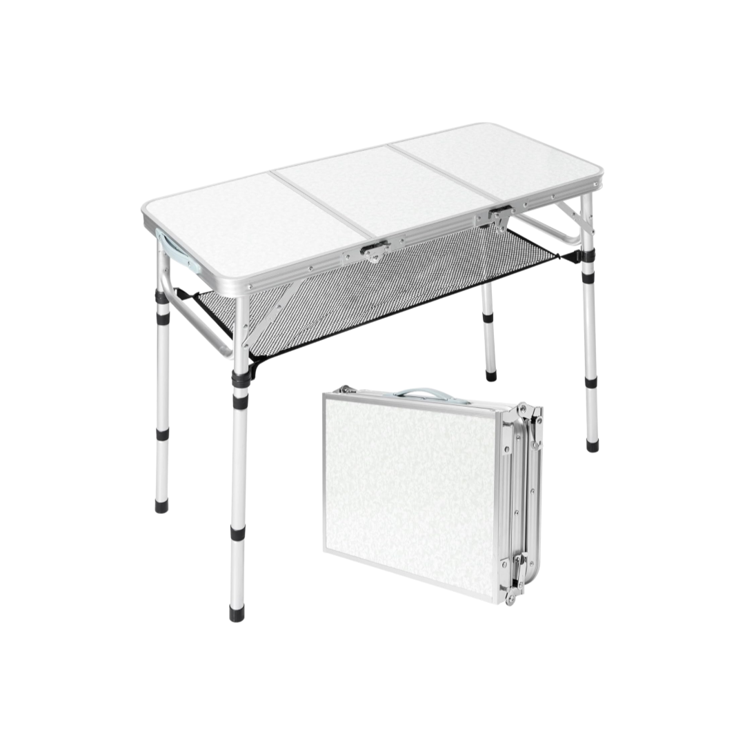 Camping Cooking Table With Storage - Opvouwbare campingtafel met opbergnet, 3ft draagbare