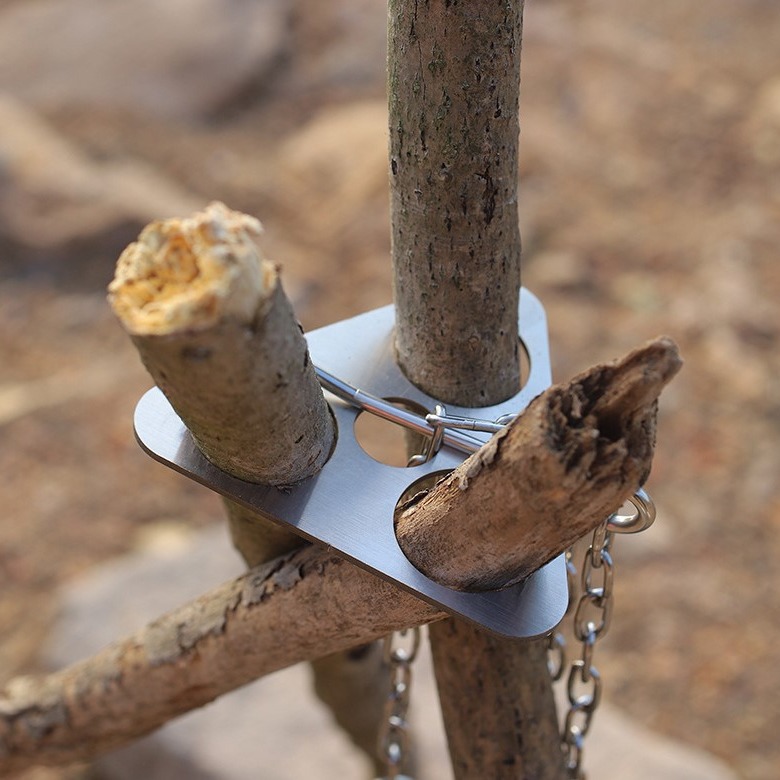 Camping Cooking Survival - Roestvrijstalen campingstatief, draagbaar, afneembaar, hangrek voor