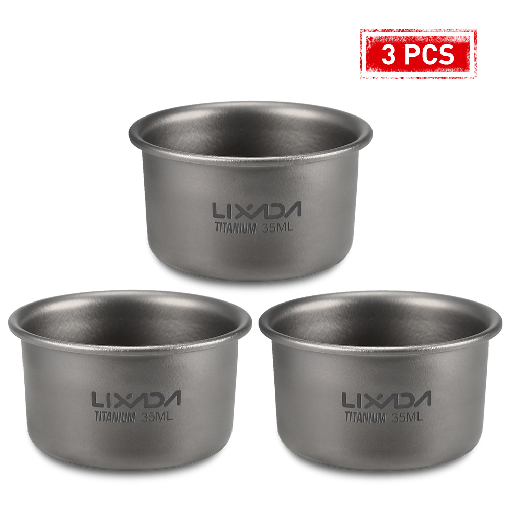 Camping Cooking Mug - 1/3 Stuks Lixada 35Ml Mini Titanium