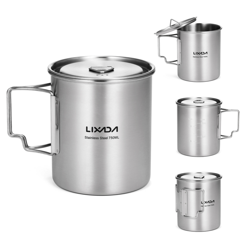 Camping Cooking Mug - Lixada 750Ml Cup Outdoor Roestvrijstalen Waterbeker