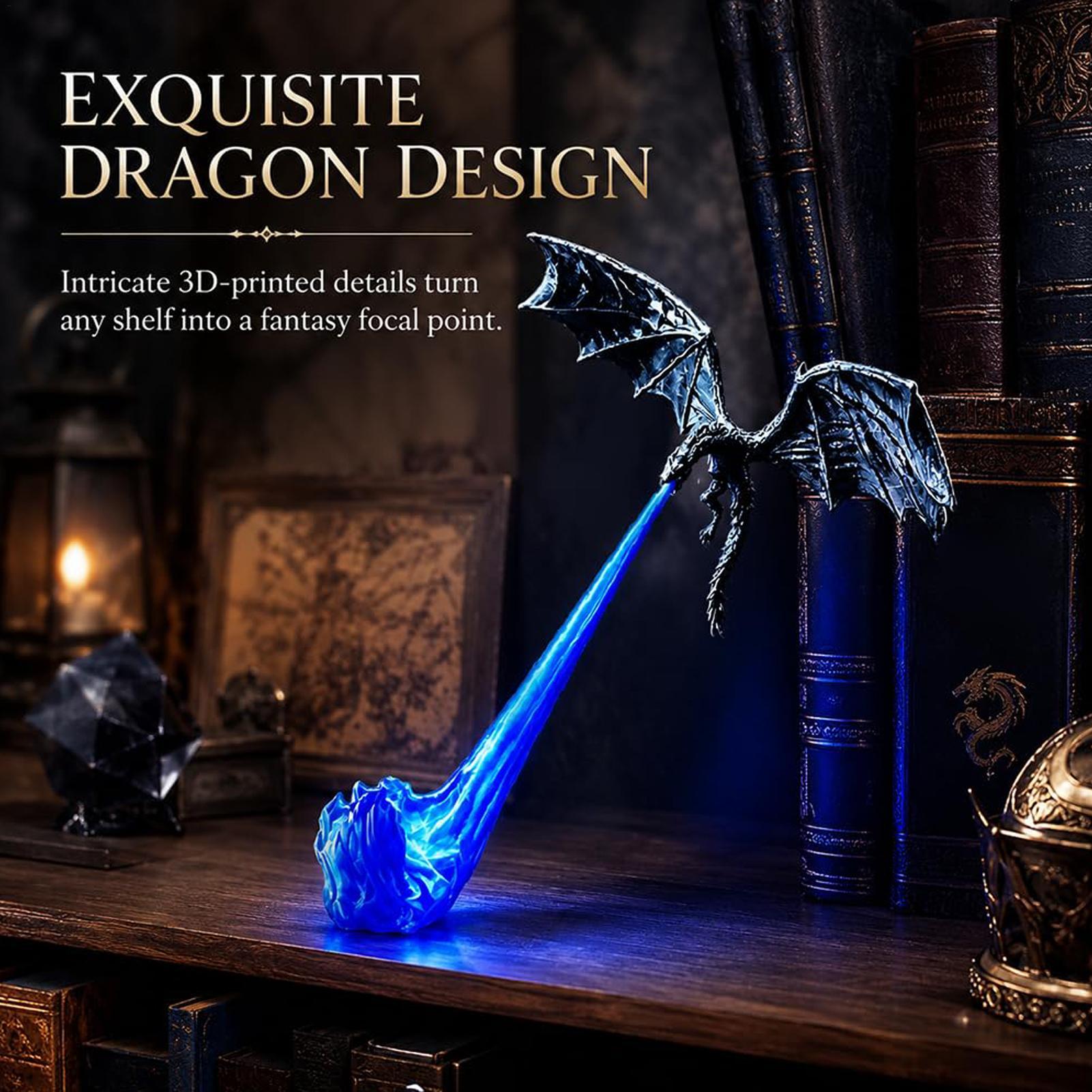 Campfire Cooking Anime - 3D-geprinte vuurspuwende draken boekenplanklamp, fantasie draken