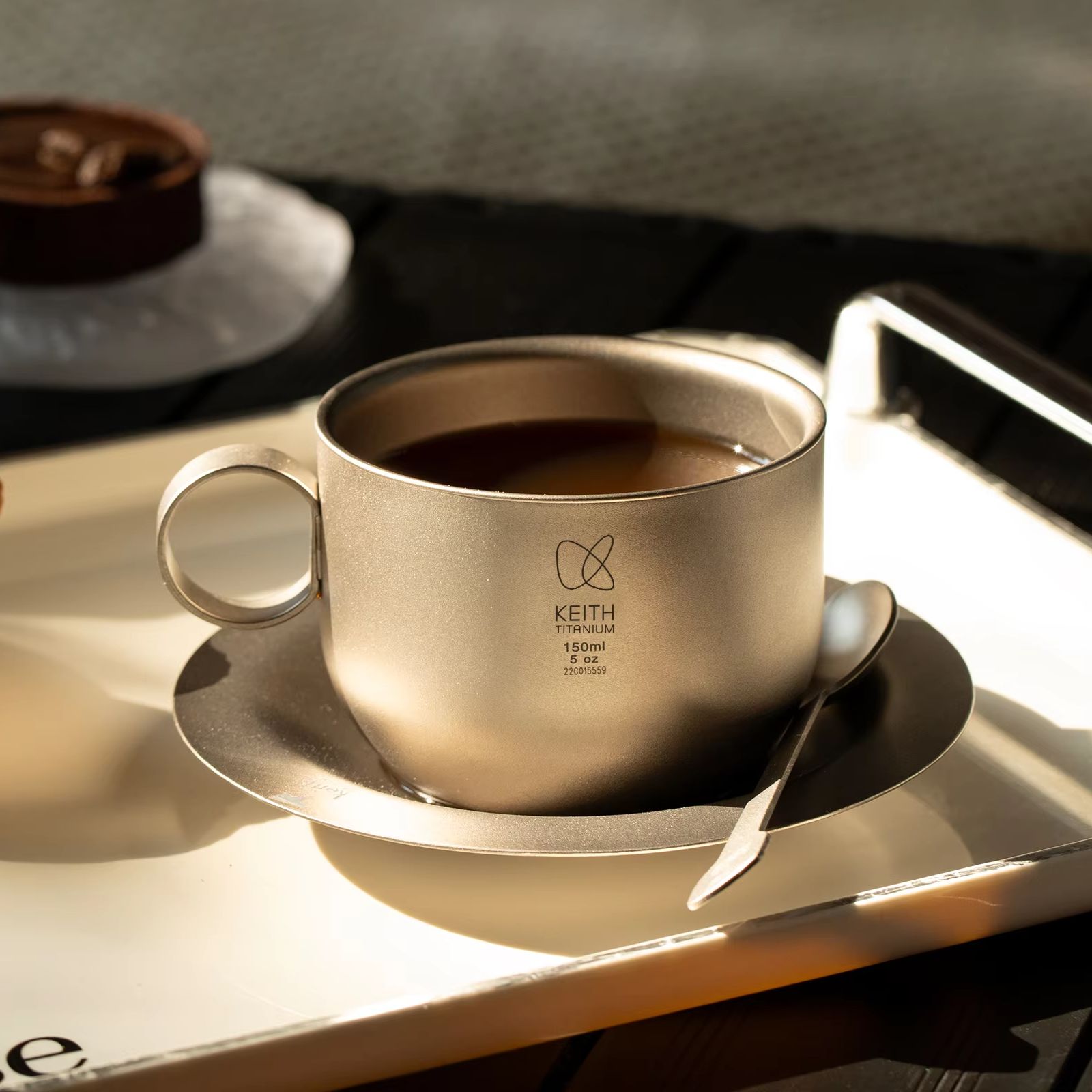 Camping Cooking Mug - KEITH Pure Titanium Koffiekopjesset, dubbelwandige anti-verbrandingsmok