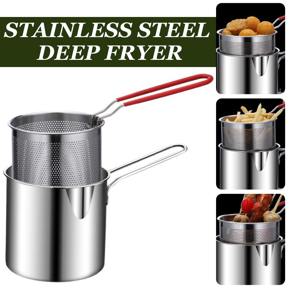 Camping Cooking Pan Set - RVS friteuse set met zeefmand, multifunctionele
