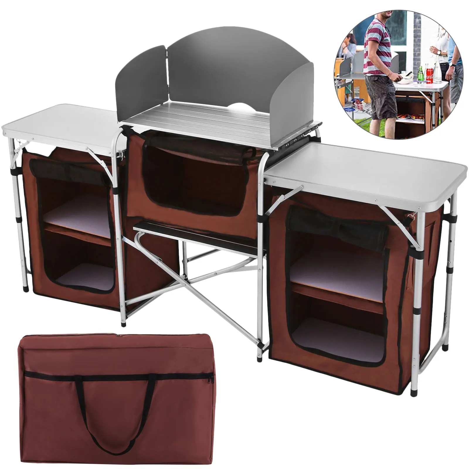 Camping Cooking Table With Storage - Singwinner Camping Buitenkooktafel Kast Opvouwbaar Kookrek