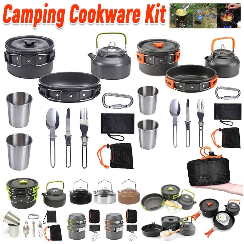 Camping Cooking Set Compact - Campingkookgerei Set Ketel Pot Pan Kookset