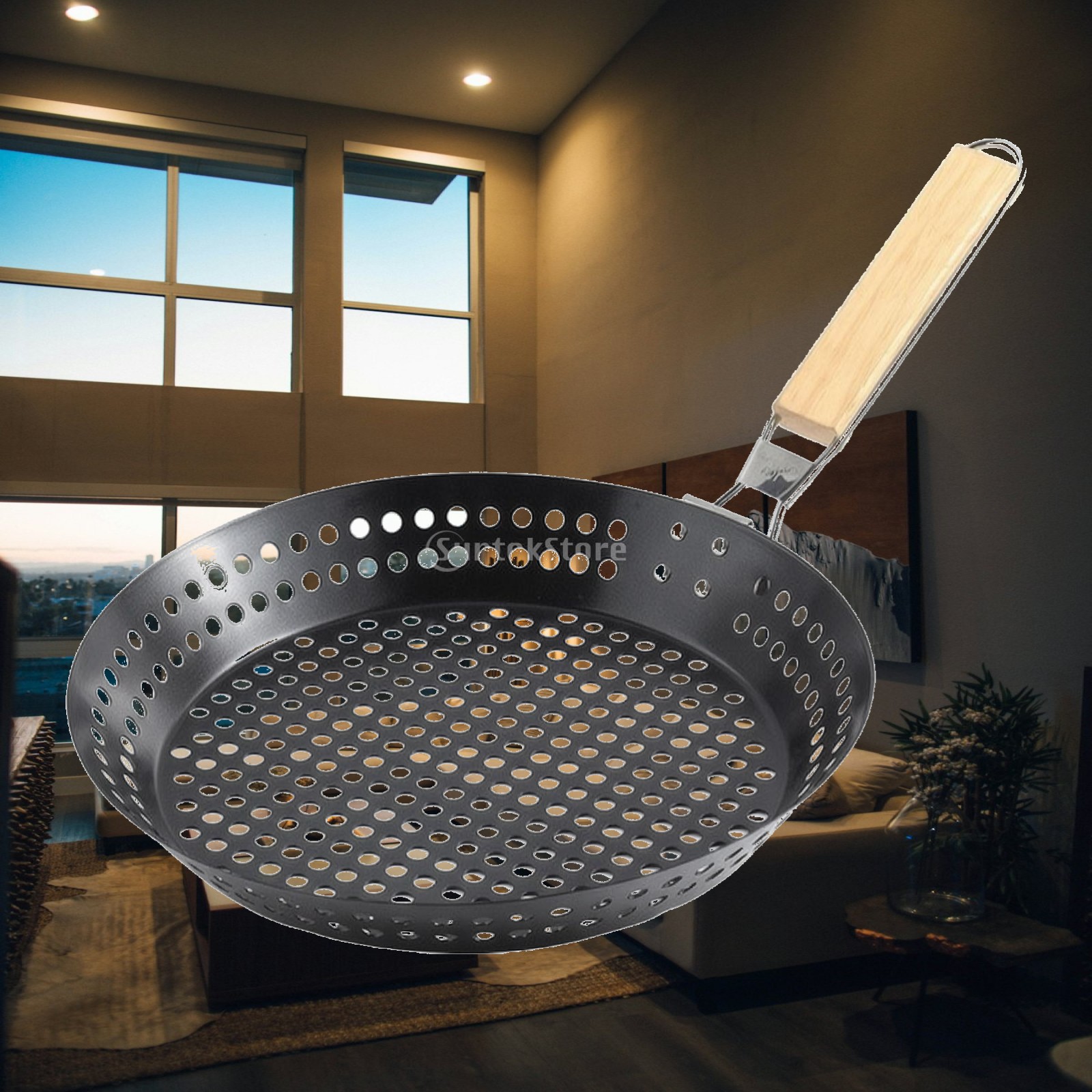 Camp Grill Portable Folding - Geperforeerde barbecuepan, lichtgewicht, gemaakt van koolstofstaal,