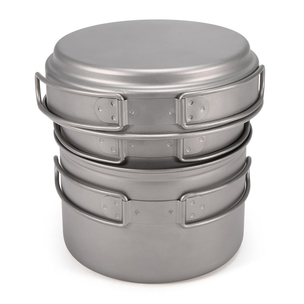 Camp Spork Set - Ultralichte 3-delige titanium camping kookset 1000ml