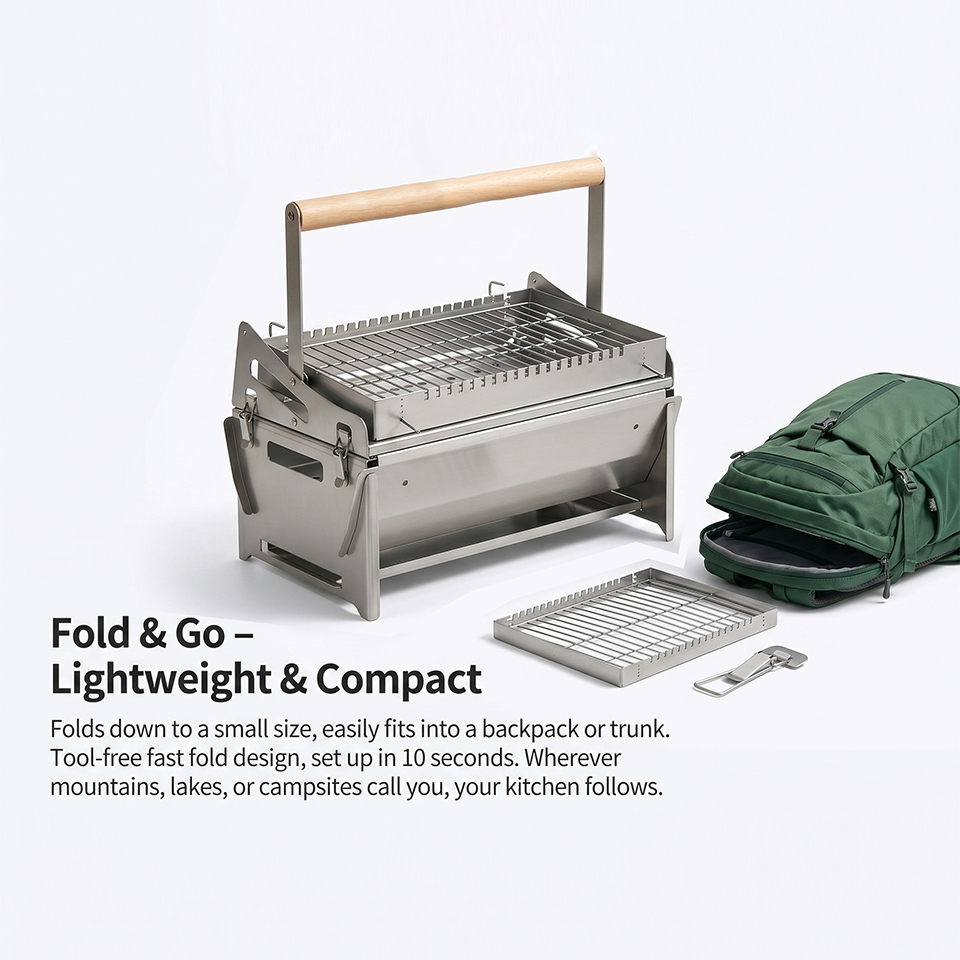 Draagbare barbecue van roestvr - Camp Grill Portable Folding recensie en prijs