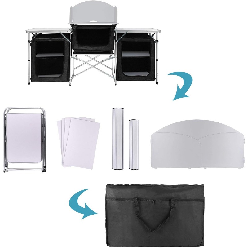Meestverkochte mobiele buitenk - Camping Cooking Table With Storage recensie en prijs