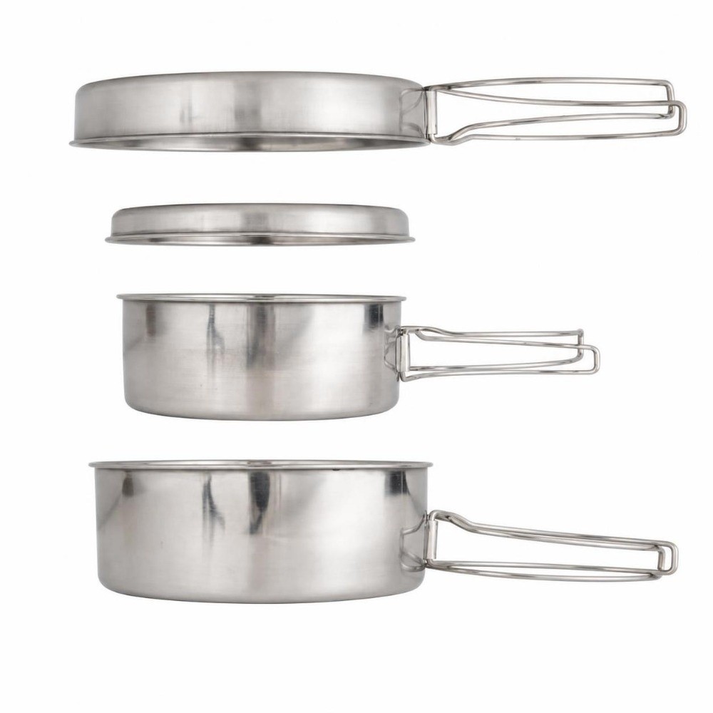 4-delige draagbare roestvrijst - Camping Cooking Pan Set recensie en prijs