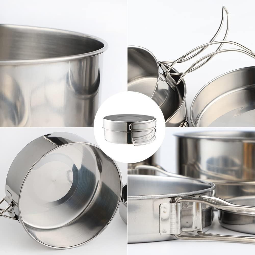 4-delige draagbare roestvrijst - Camping Cooking Pan Set recensie en prijs