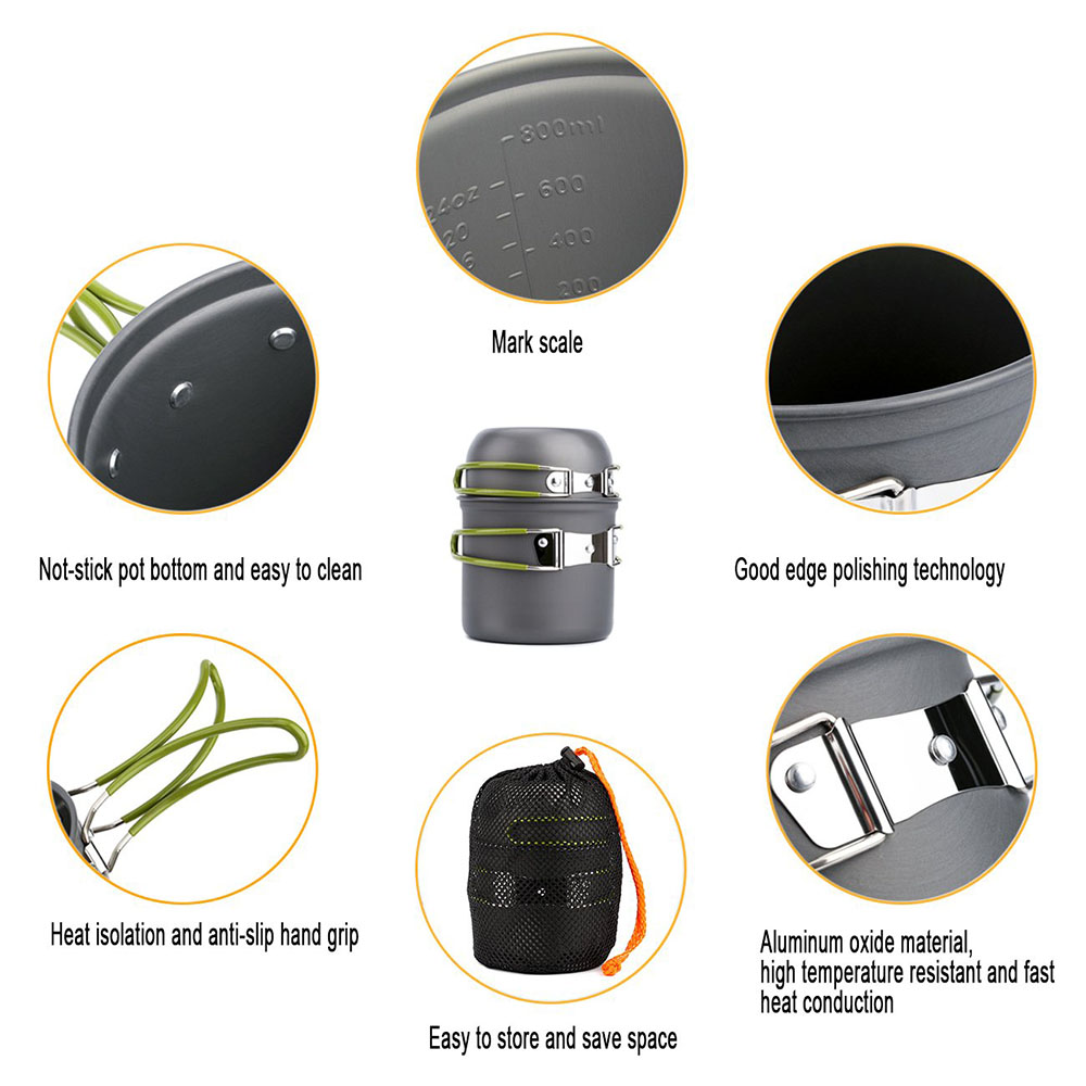 Ultralichte campingpotten pann - Camping Cooking Pan Set recensie en prijs