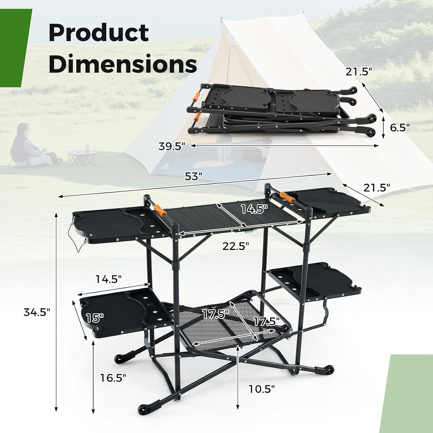 Draagbare opvouwbare kooktafel - Camping Cooking Table With Storage recensie en prijs