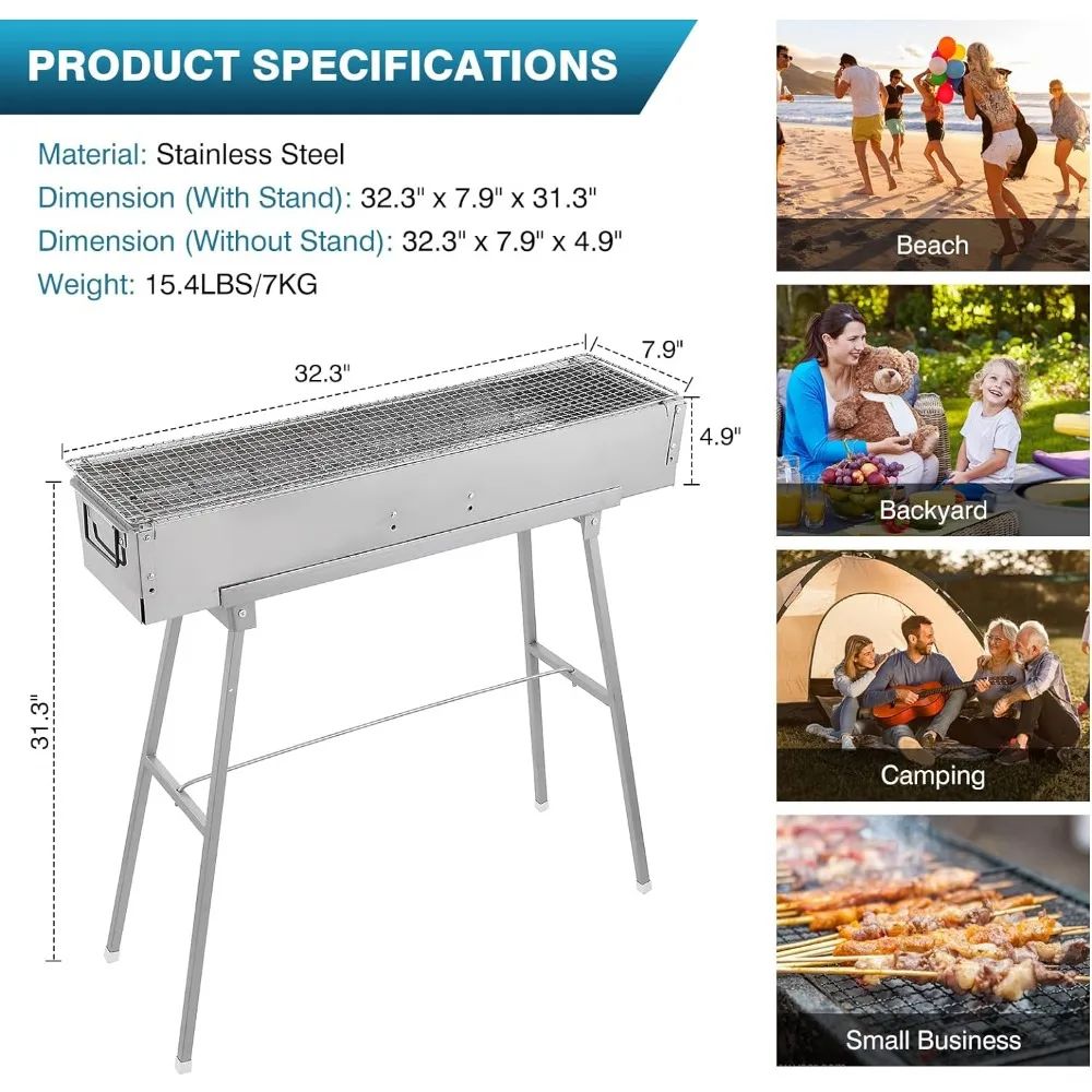 Draagbare houtskoolgrills, 32  - Camp Grill Portable Folding recensie en prijs