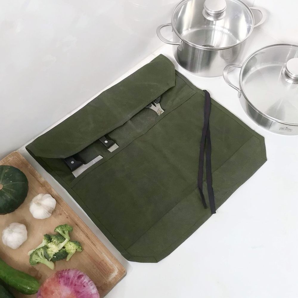 Gewaxte canvas chef-rolkoffer, - Camping Cooking Utensil Roll recensie en prijs