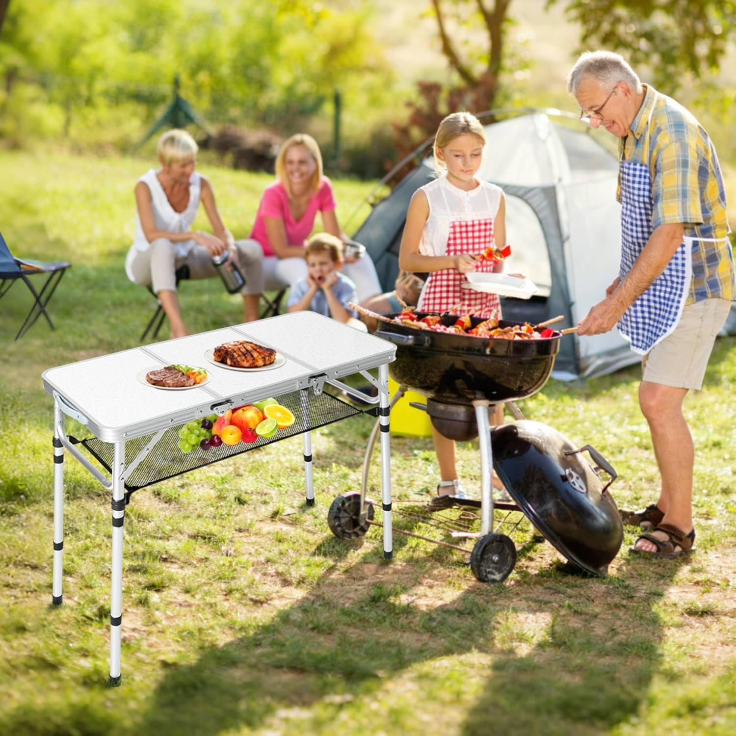 Opvouwbare campingtafel met op - Camping Cooking Table With Storage recensie en prijs