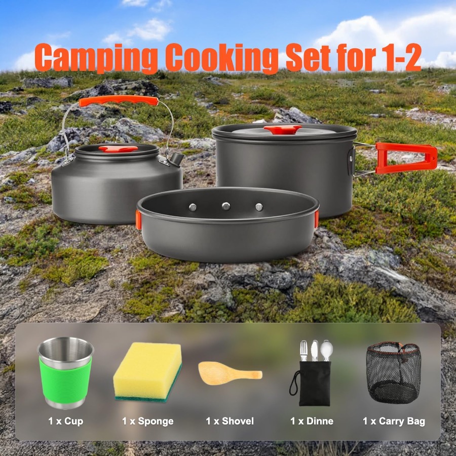 Campingkookgerei: 35oz antiaan - Camping Cooking Pan Set recensie en prijs