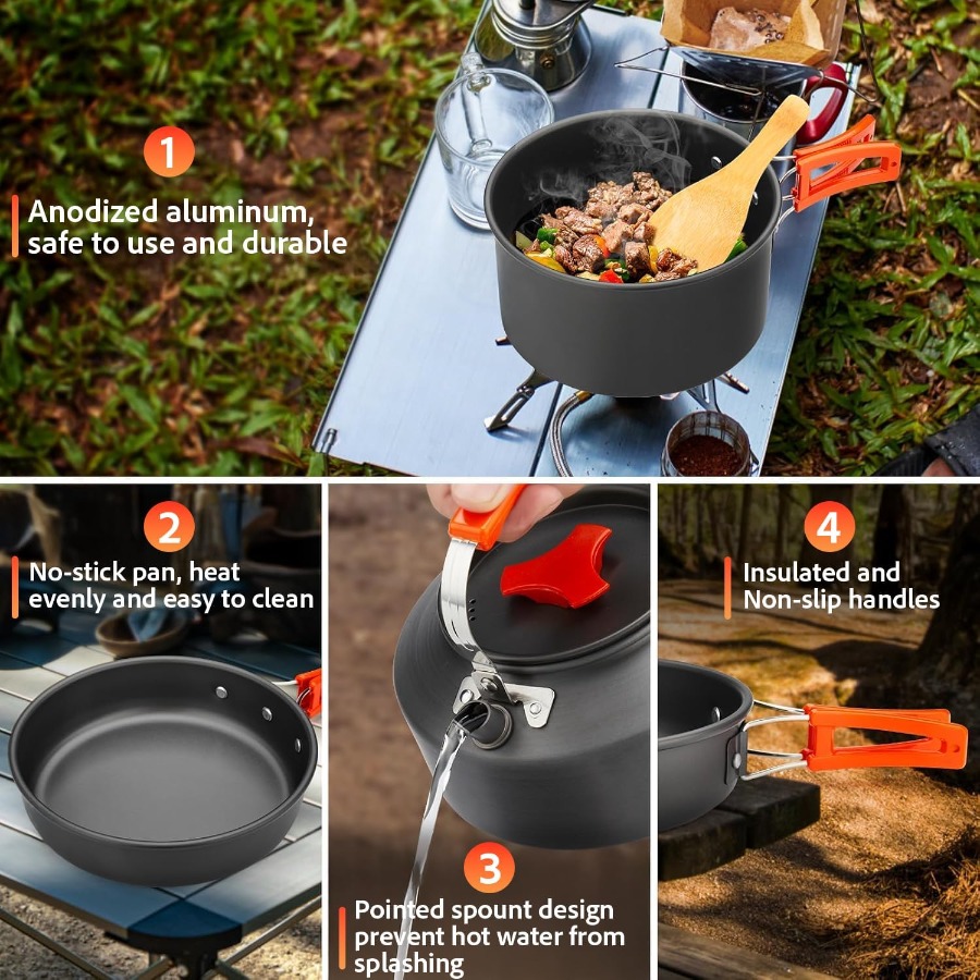Campingkookgerei: 35oz antiaan - Camping Cooking Pan Set recensie en prijs