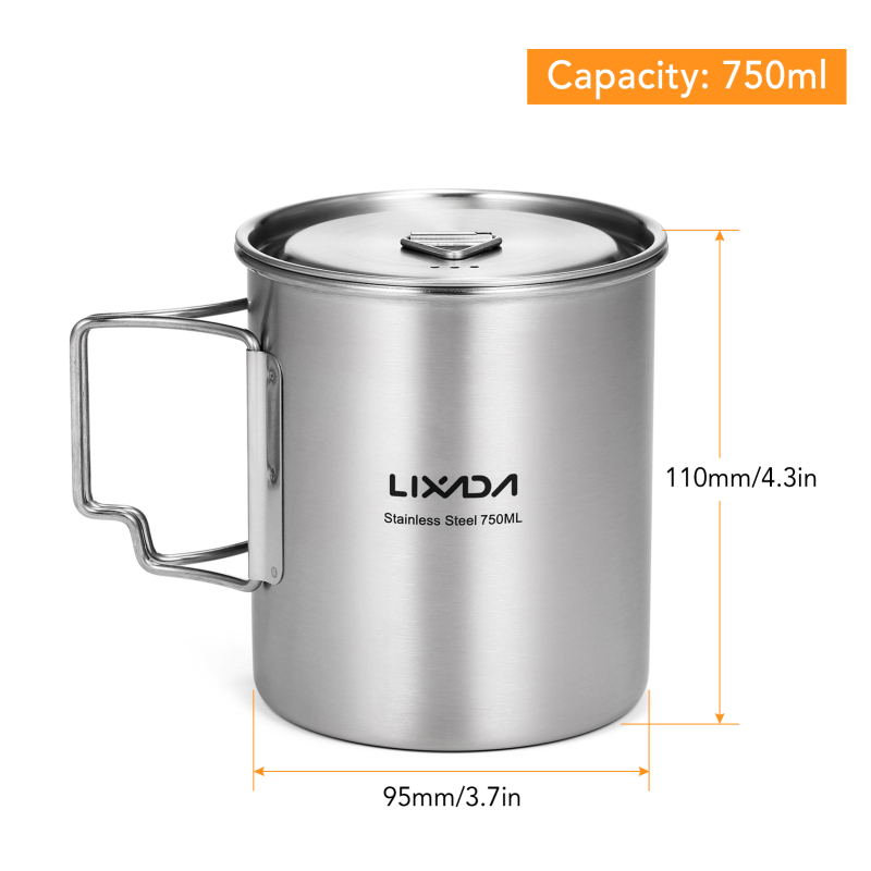 Lixada 750Ml Cup Outdoor Roest - Camping Cooking Mug recensie en prijs