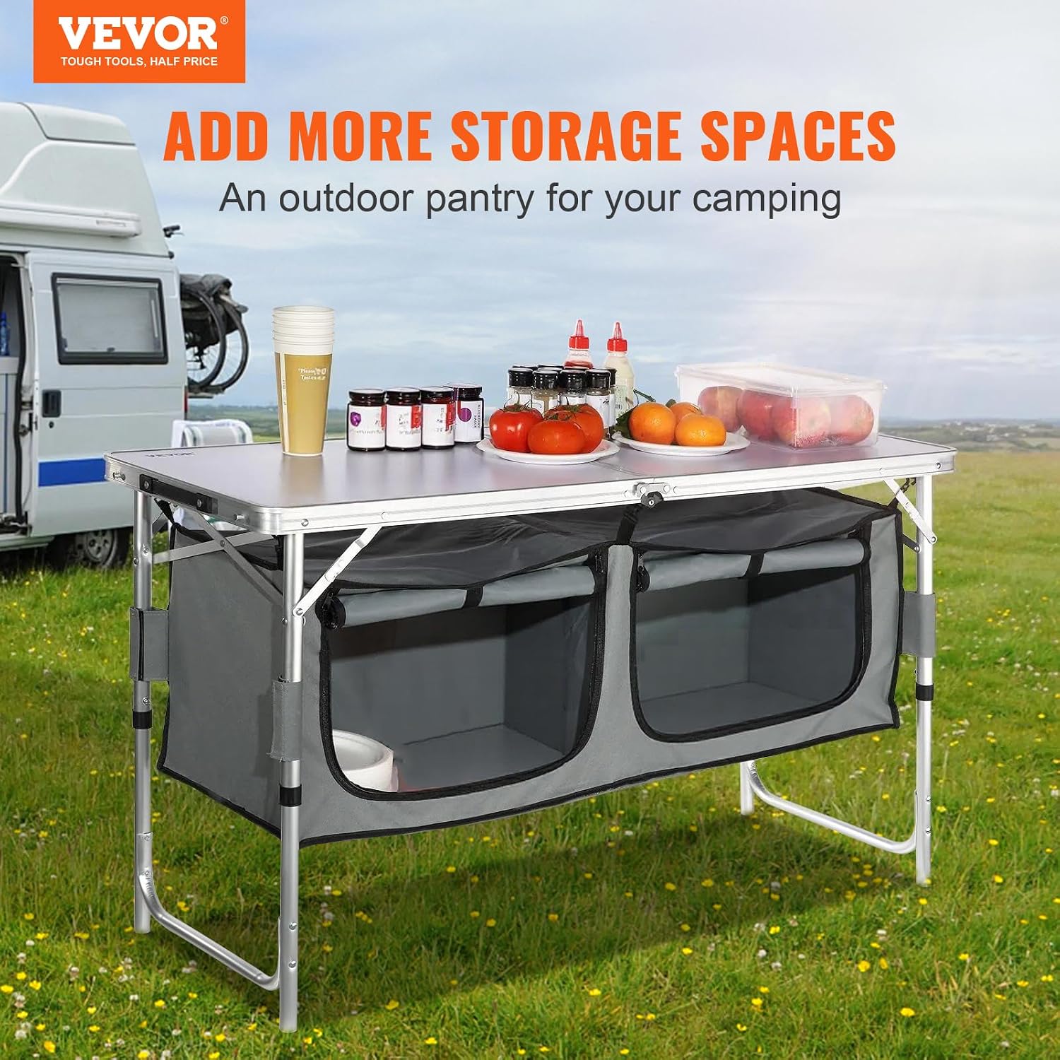 Campingkeukenstation, 3 in hoo - Camping Cooking Table With Storage recensie en prijs