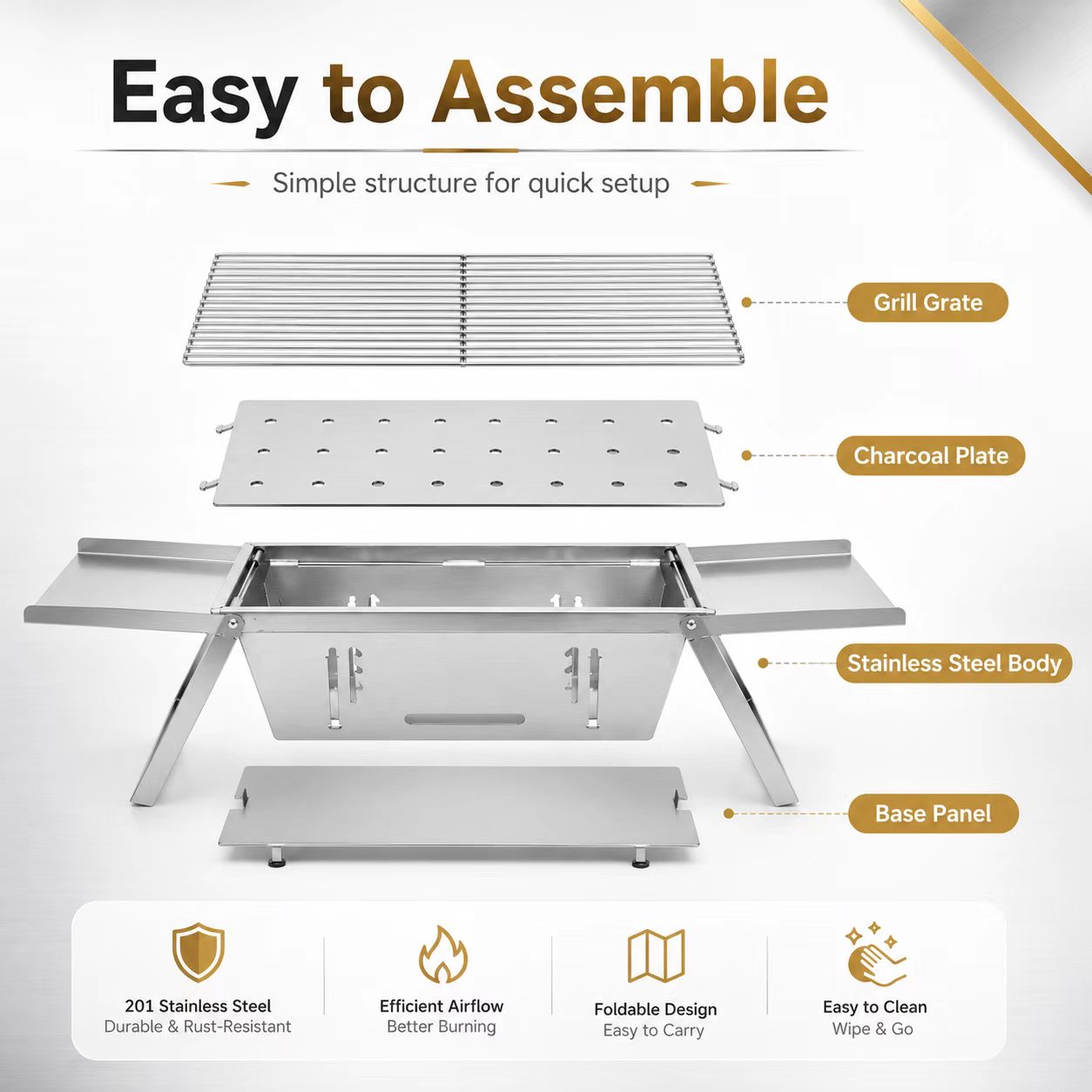Opvouwbare roestvrijstalen hou - Camp Grill Portable Folding recensie en prijs